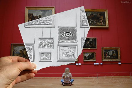 Наброски, фотография и наброски, бельгийский художник, Ben Heine, наброски карандашом, современная иллюстрация, наброски в рекламе